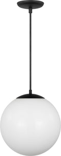 Leo Hanging Globe XL Pendant | Midnight Black | Smooth White Glass Bulb(s) Included