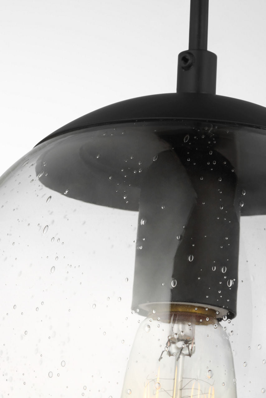Leo Hanging Globe Small Pendant | Midnight Black | Clear Seeded Glass Bulb(s) Not Included