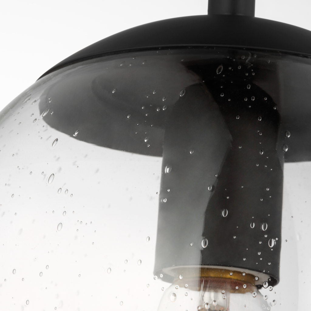 Leo Hanging Globe Small Pendant | Midnight Black | Clear Seeded Glass Bulb(s) Not Included