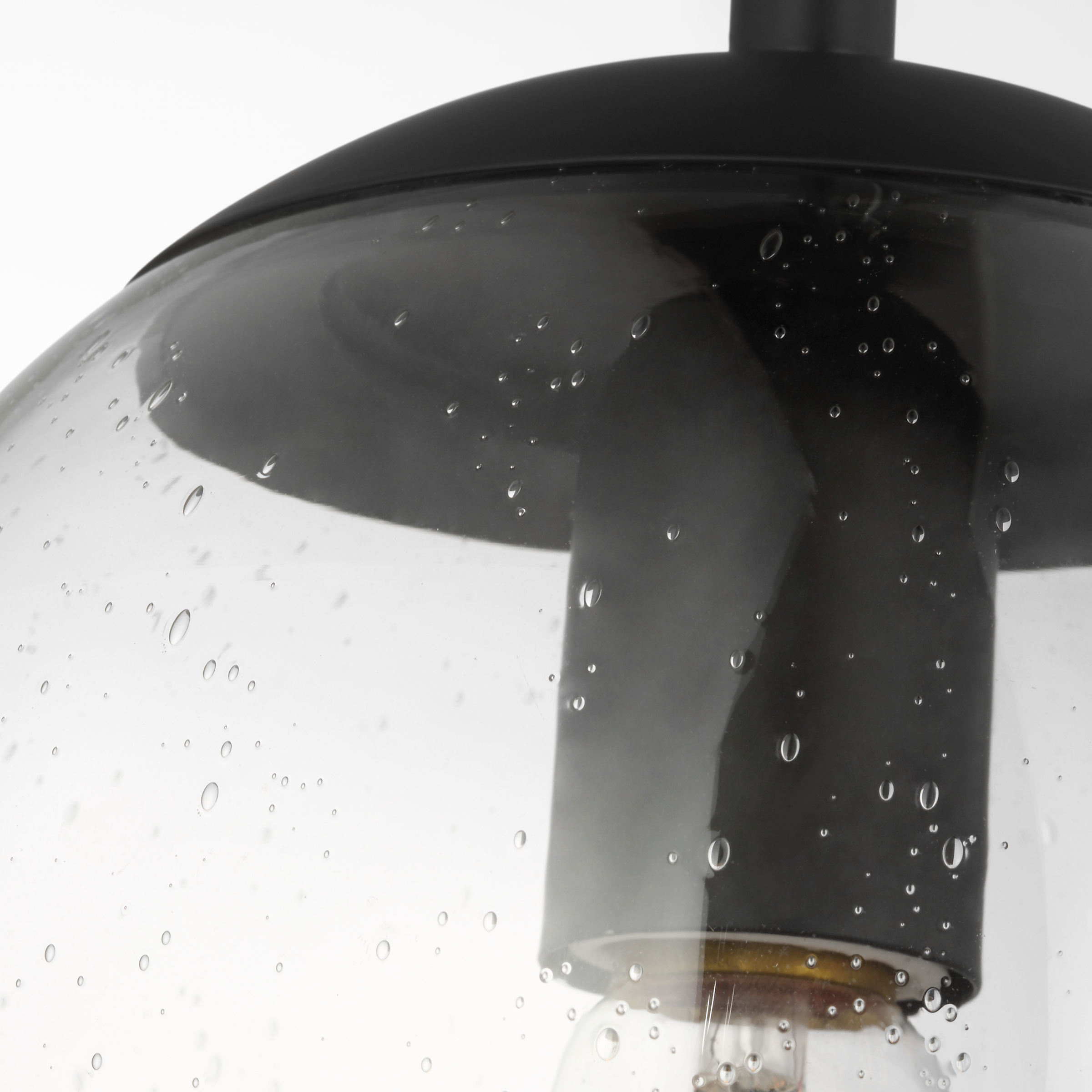 Leo Hanging Globe Small Pendant | Midnight Black | Clear Seeded Glass Bulb(s) Not Included