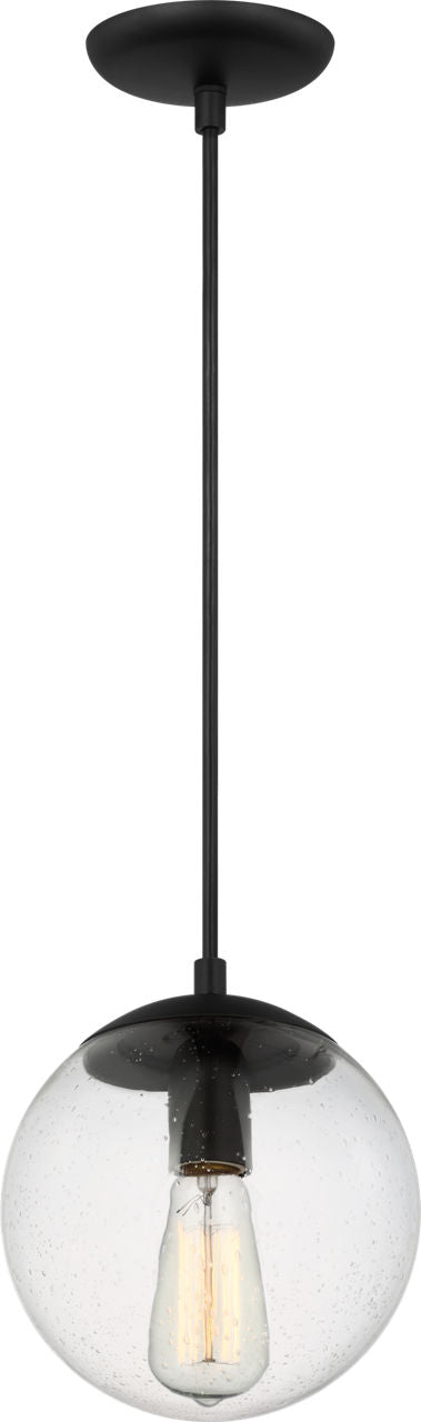 Leo Hanging Globe Small Pendant | Midnight Black | Clear Seeded Glass Bulb(s) Not Included