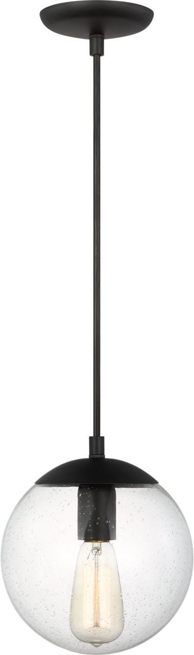 Leo Hanging Globe Small Pendant | Midnight Black | Clear Seeded Glass Bulb(s) Not Included