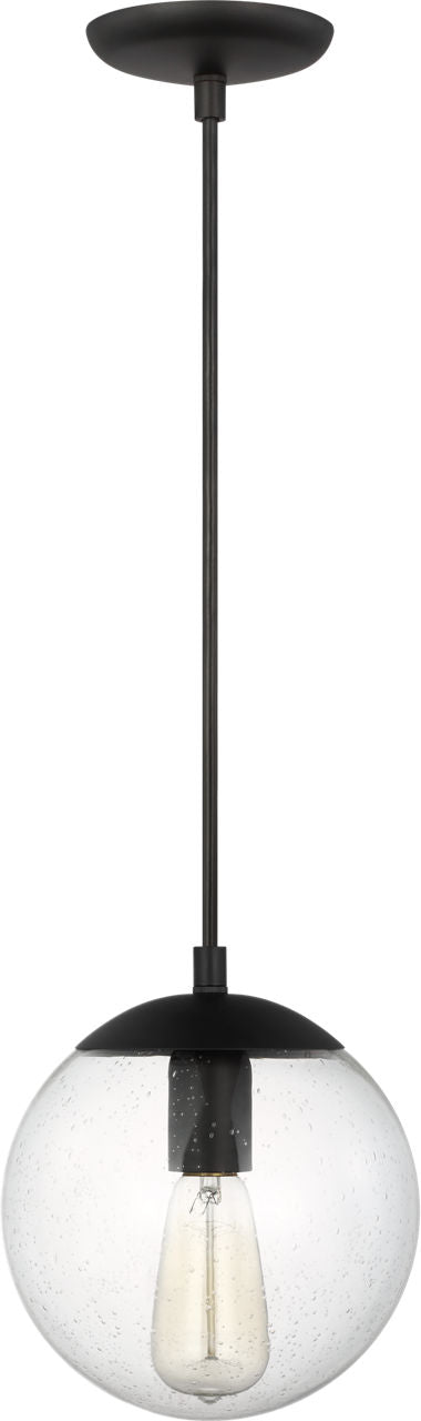 Leo Hanging Globe Small Pendant | Midnight Black | Clear Seeded Glass Bulb(s) Not Included