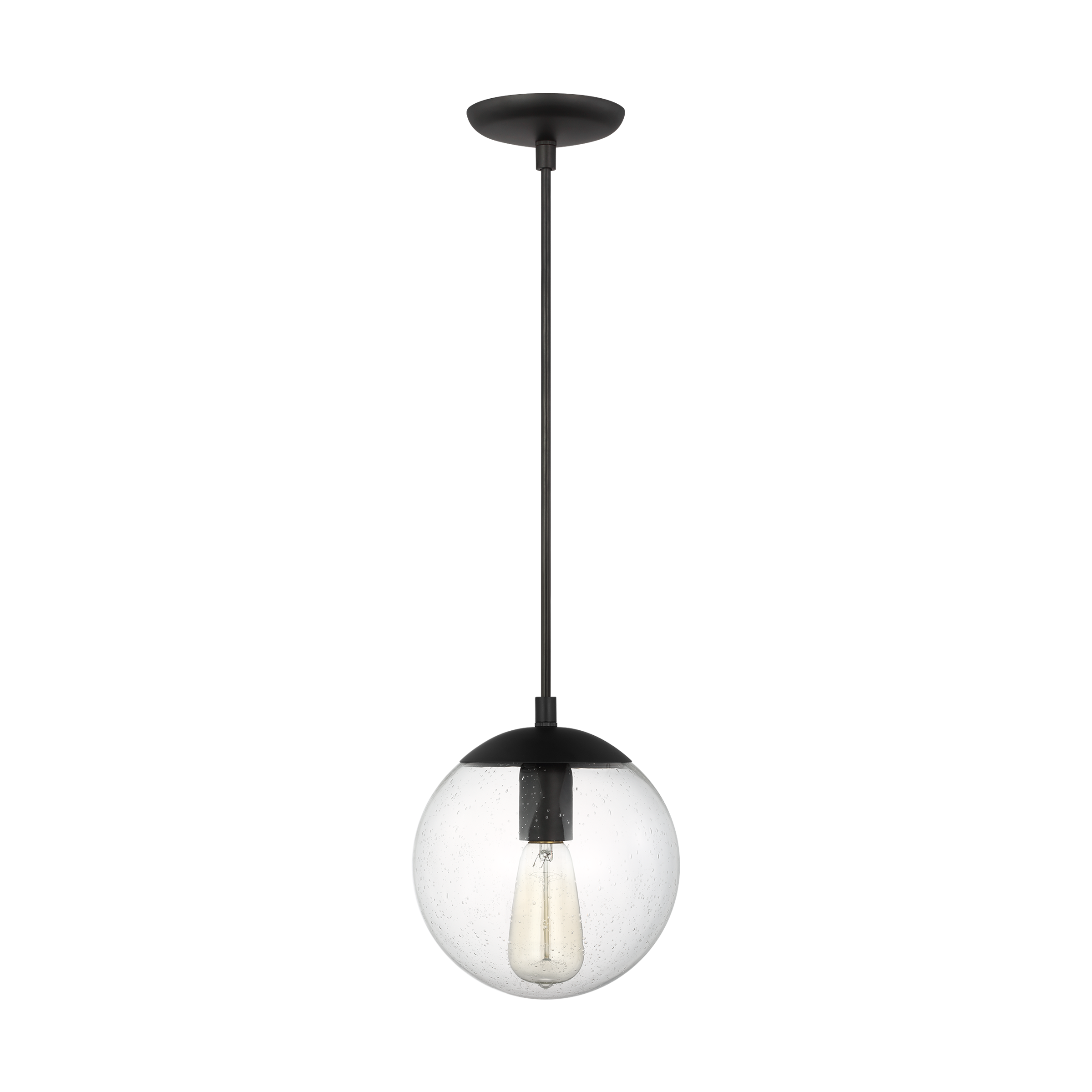 Leo Hanging Globe Small Pendant | Midnight Black | Clear Seeded Glass Bulb(s) Not Included