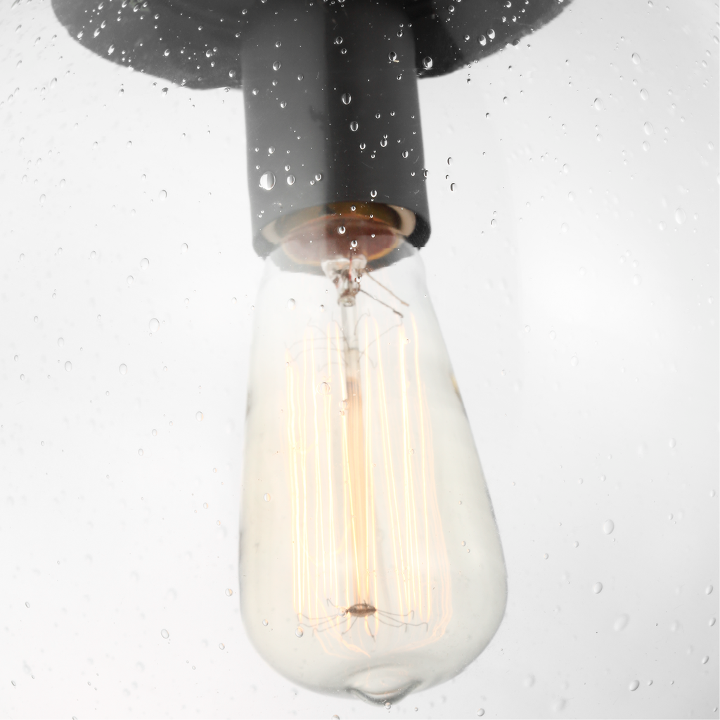Leo Hanging Globe Medium Pendant | Midnight Black | Clear Seeded Glass Bulb(s) Not Included