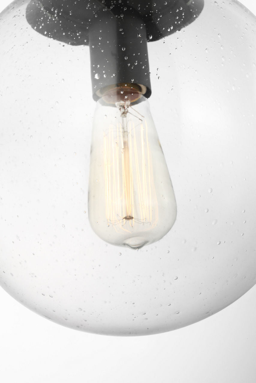 Leo Hanging Globe Medium Pendant | Midnight Black | Clear Seeded Glass Bulb(s) Not Included