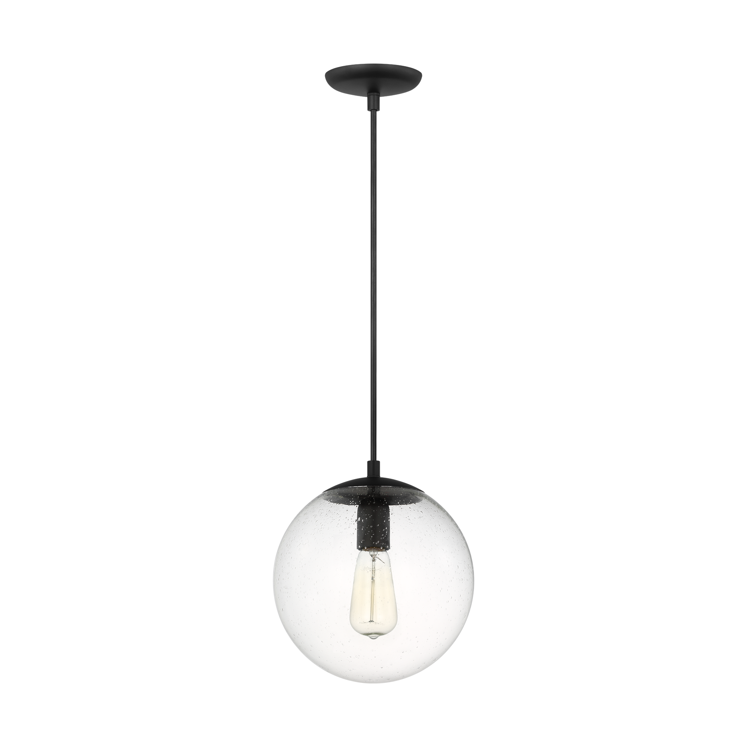 Leo Hanging Globe Medium Pendant | Midnight Black | Clear Seeded Glass Bulb(s) Not Included
