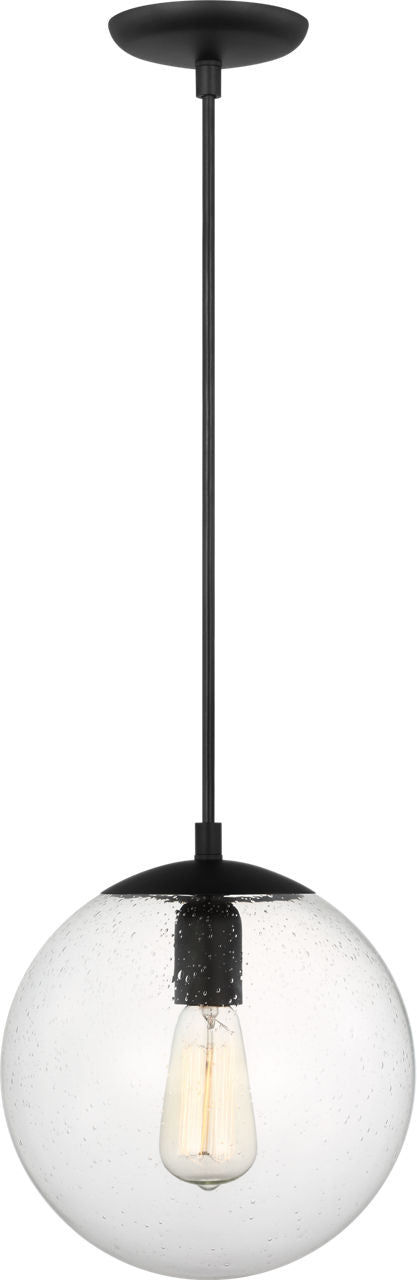 Leo Hanging Globe Medium Pendant | Midnight Black | Clear Seeded Glass Bulb(s) Included