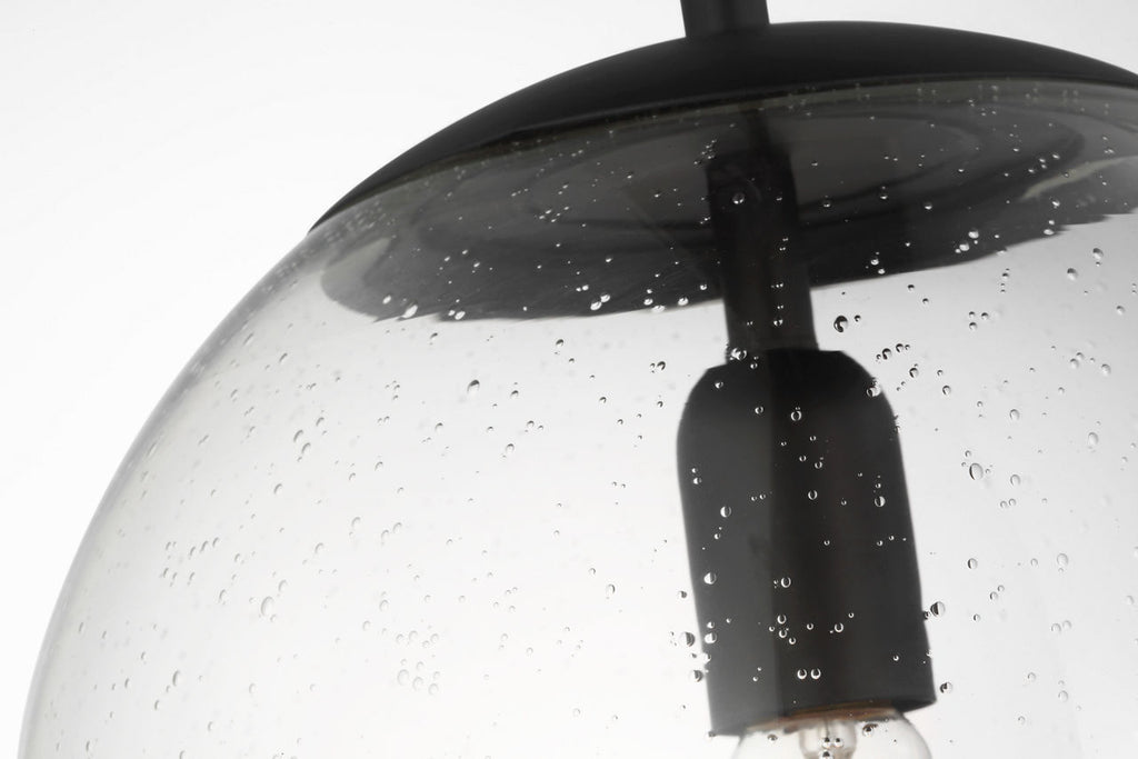 Leo Hanging Globe Large Pendant | Midnight Black | Clear Seeded Glass Bulb(s) Not Included