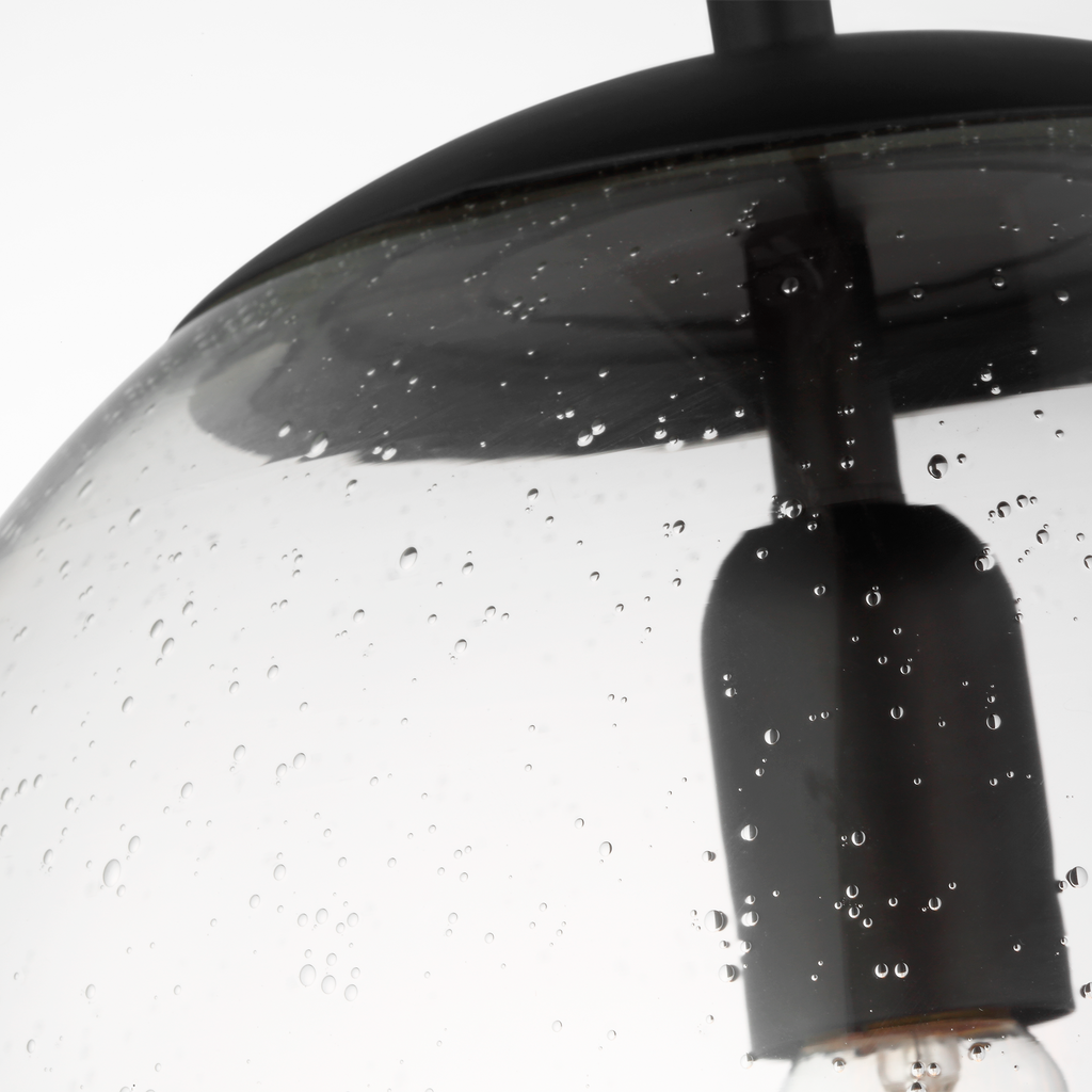 Leo Hanging Globe Large Pendant | Midnight Black | Clear Seeded Glass Bulb(s) Not Included
