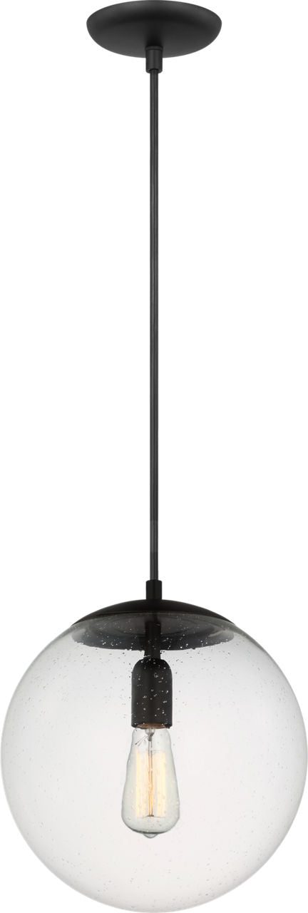 Leo Hanging Globe Large Pendant | Midnight Black | Clear Seeded Glass Bulb(s) Not Included