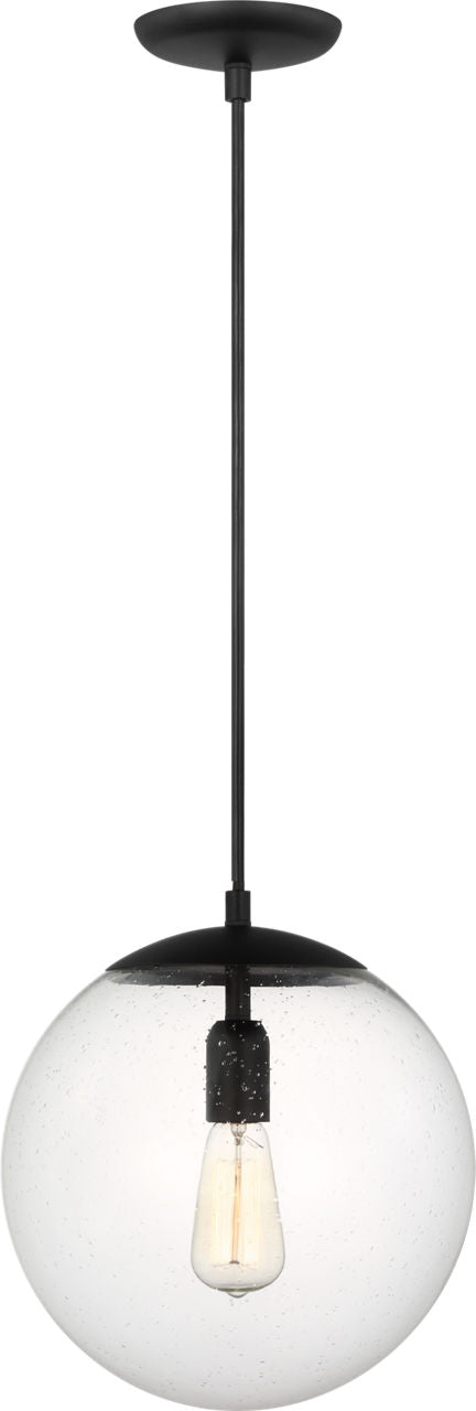 Leo Hanging Globe Large Pendant | Midnight Black | Clear Seeded Glass Bulb(s) Not Included