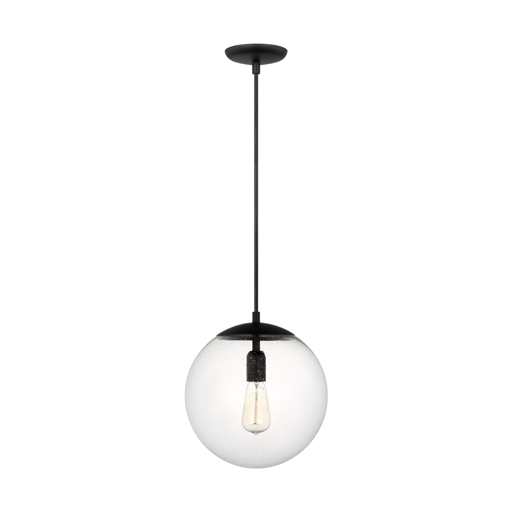 Leo Hanging Globe Large Pendant | Midnight Black | Clear Seeded Glass Bulb(s) Not Included