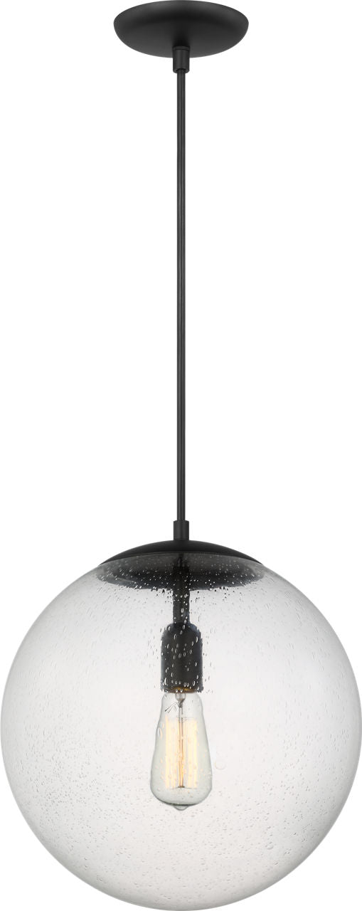 Leo Hanging Globe XL Pendant | Midnight Black | Clear Seeded Glass Bulb(s) Not Included