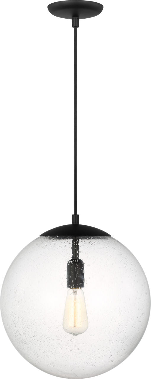 Leo Hanging Globe XL Pendant | Midnight Black | Clear Seeded Glass Bulb(s) Not Included