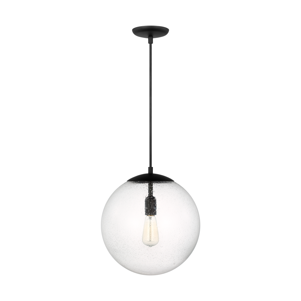 Leo Hanging Globe XL Pendant | Midnight Black | Clear Seeded Glass Bulb(s) Not Included
