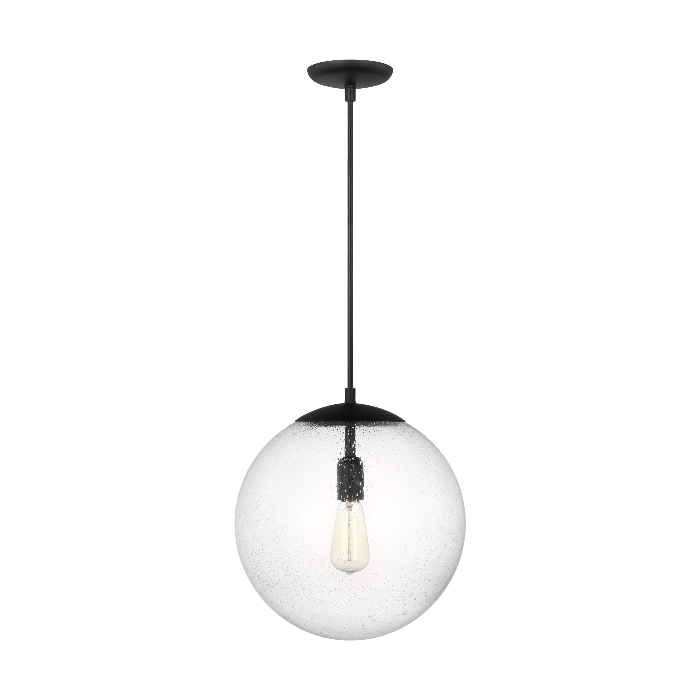 Leo Hanging Globe XL Pendant | Midnight Black | Clear Seeded Glass Bulb(s) Not Included