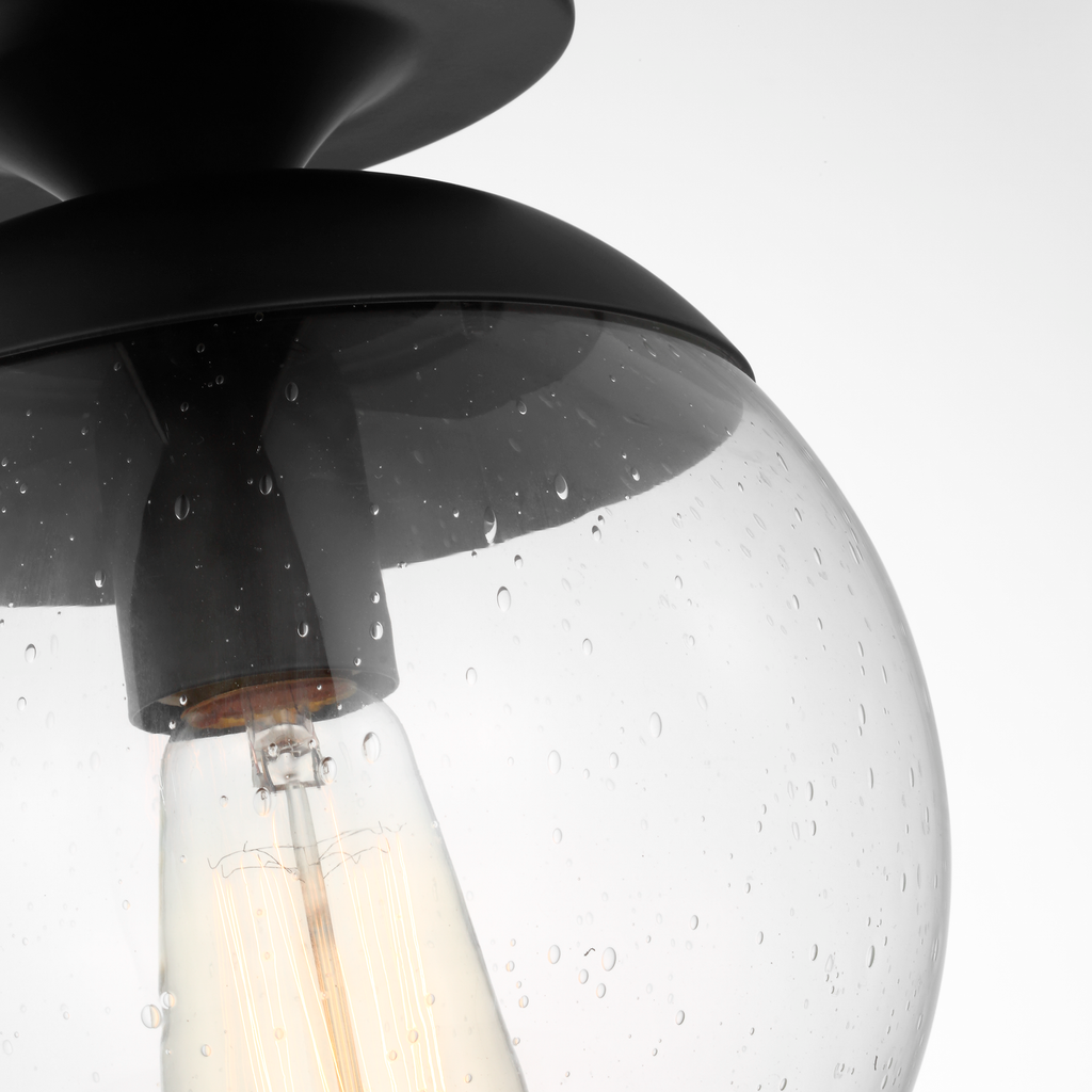 Leo Hanging Globe Flush Mount | Midnight Black | Clear Seeded Glass Bulb(s) Not Included