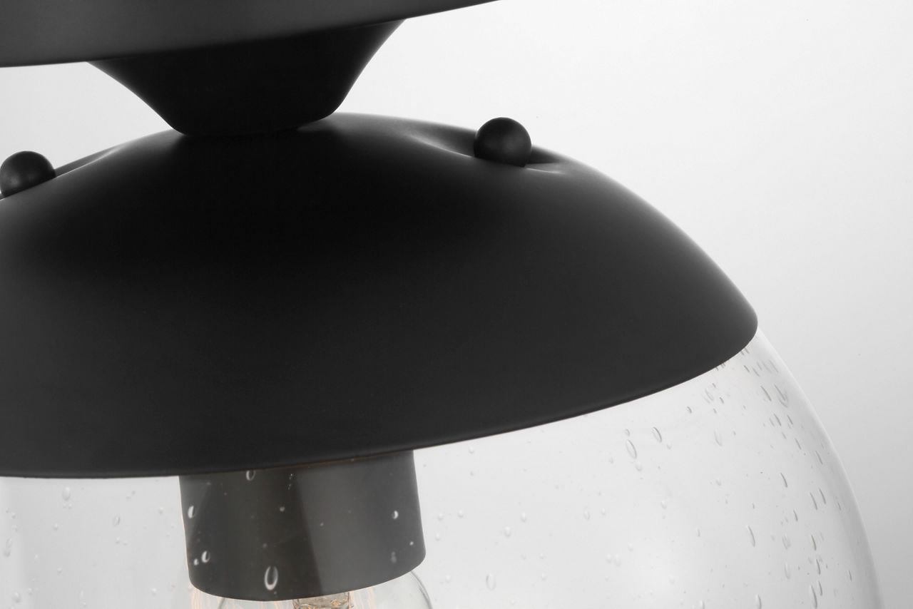Leo Hanging Globe Flush Mount | Midnight Black | Clear Seeded Glass Bulb(s) Not Included