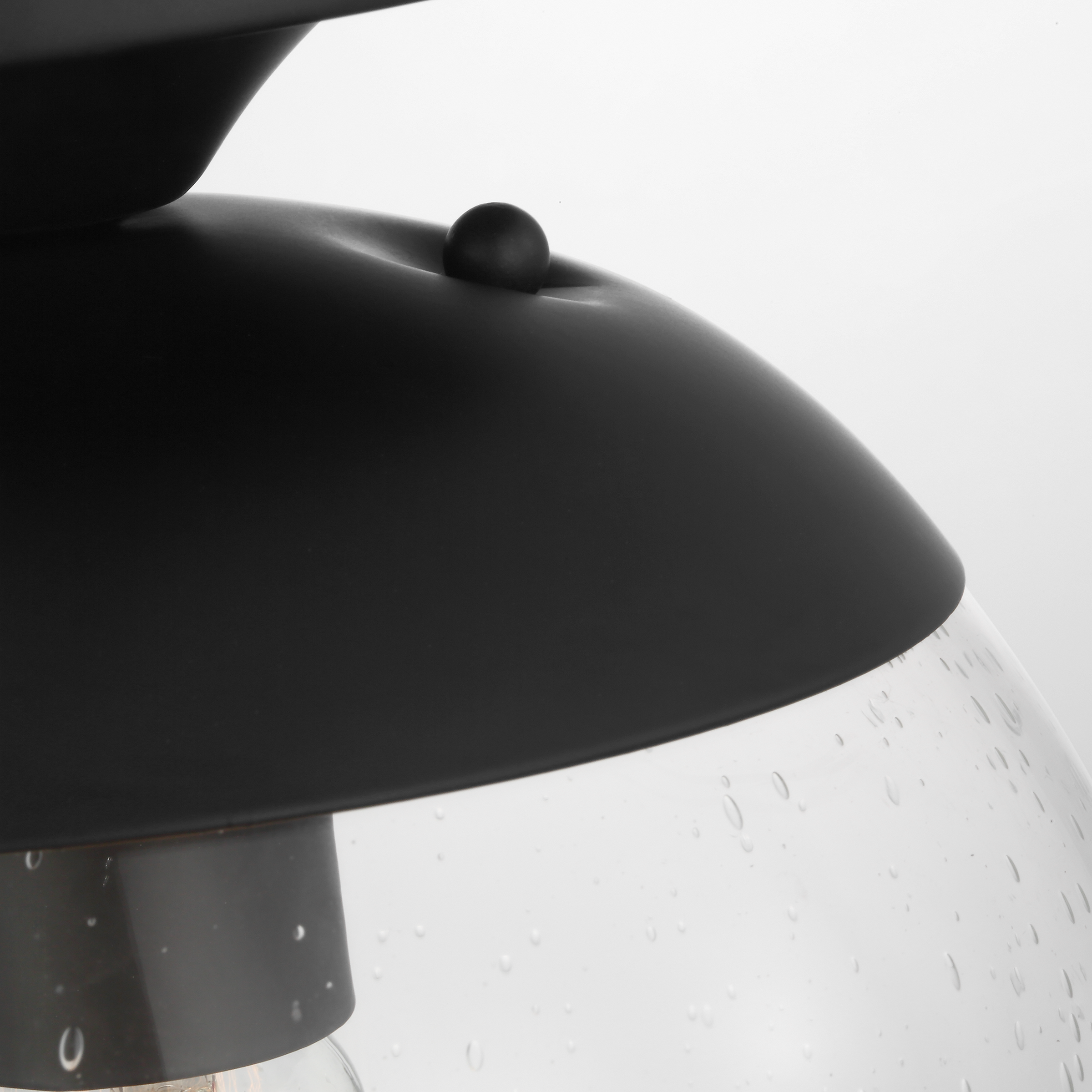 Leo Hanging Globe Flush Mount | Midnight Black | Clear Seeded Glass Bulb(s) Not Included
