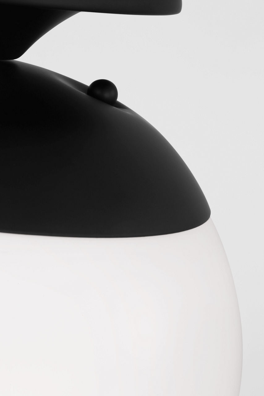 Leo Hanging Globe Flush Mount | Midnight Black | Smooth White Glass Bulb(s) Not Included
