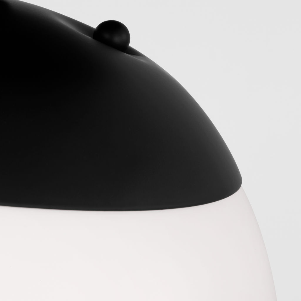 Leo Hanging Globe Flush Mount | Midnight Black | Smooth White Glass Bulb(s) Not Included
