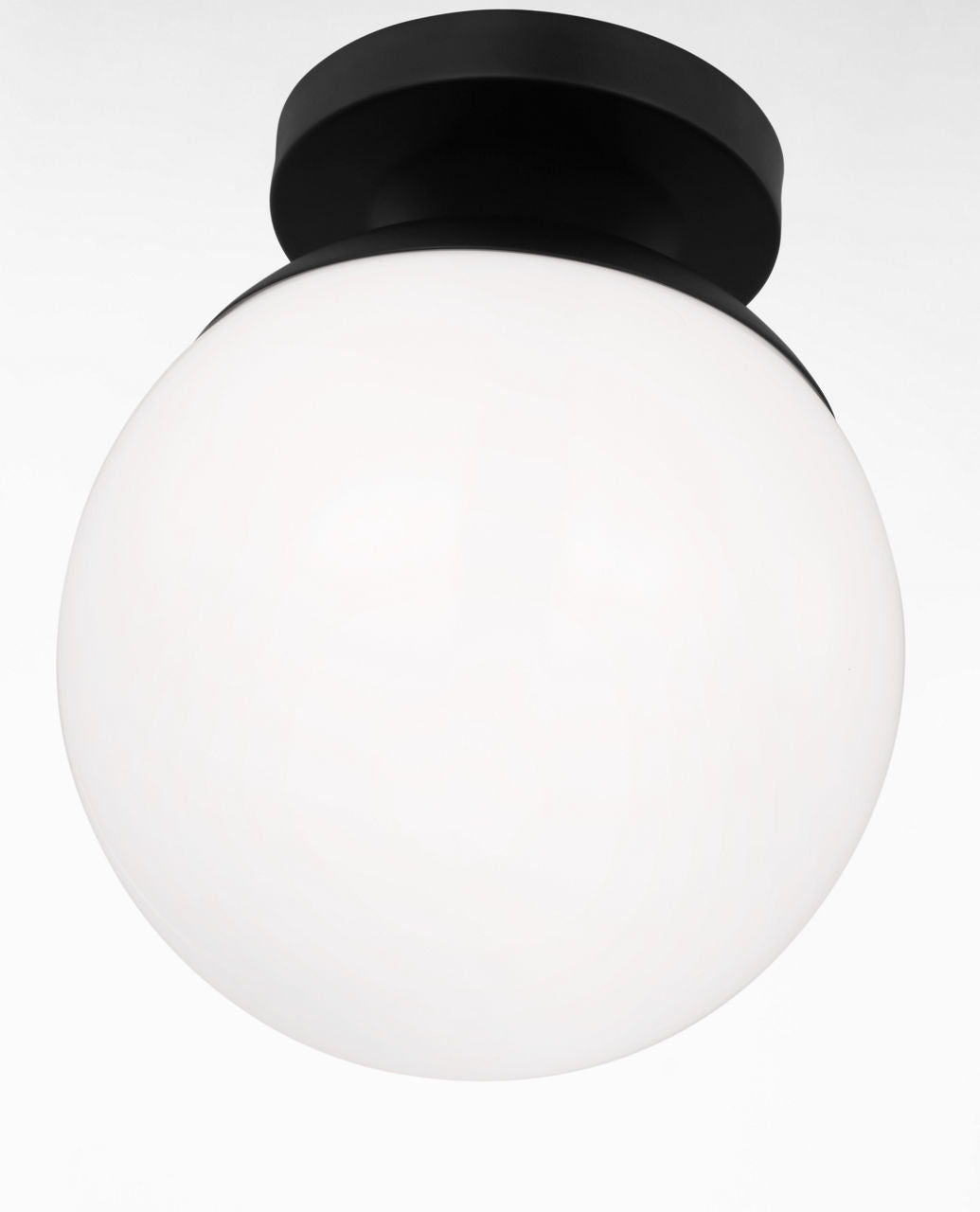 Leo Hanging Globe Flush Mount | Midnight Black | Smooth White Glass Bulb(s) Not Included