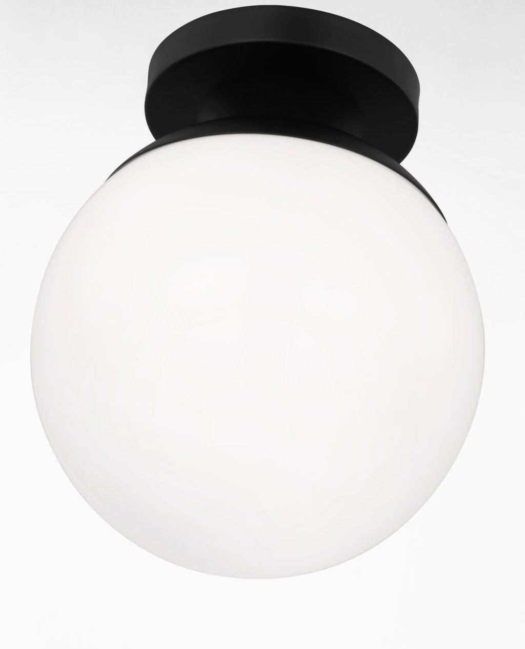Leo Hanging Globe Flush Mount | Midnight Black | Smooth White Glass Bulb(s) Included