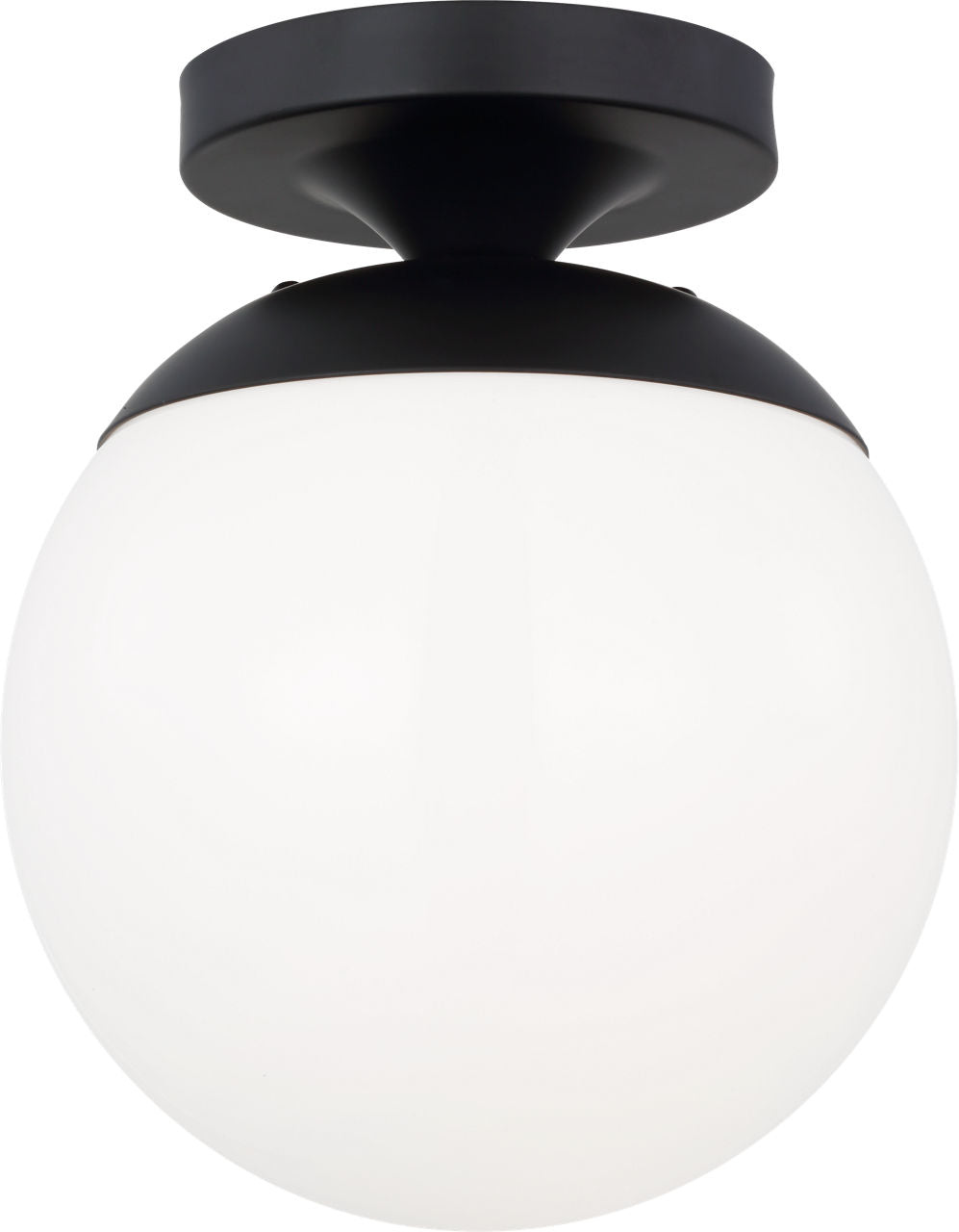 Leo Hanging Globe Flush Mount | Midnight Black | Smooth White Glass Bulb(s) Not Included