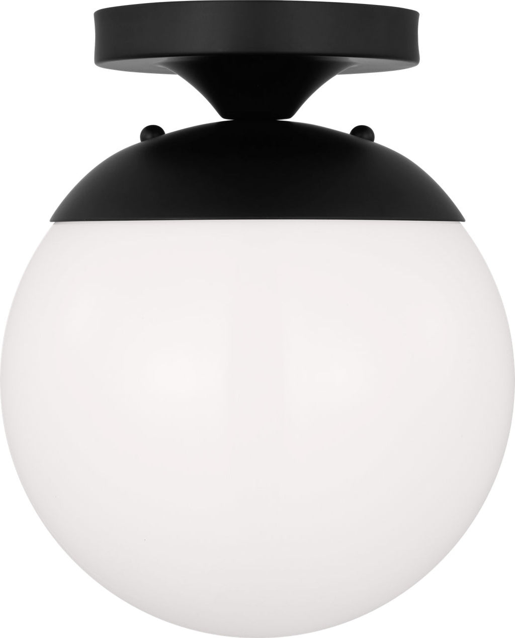 Leo Hanging Globe Flush Mount | Midnight Black | Smooth White Glass Bulb(s) Not Included