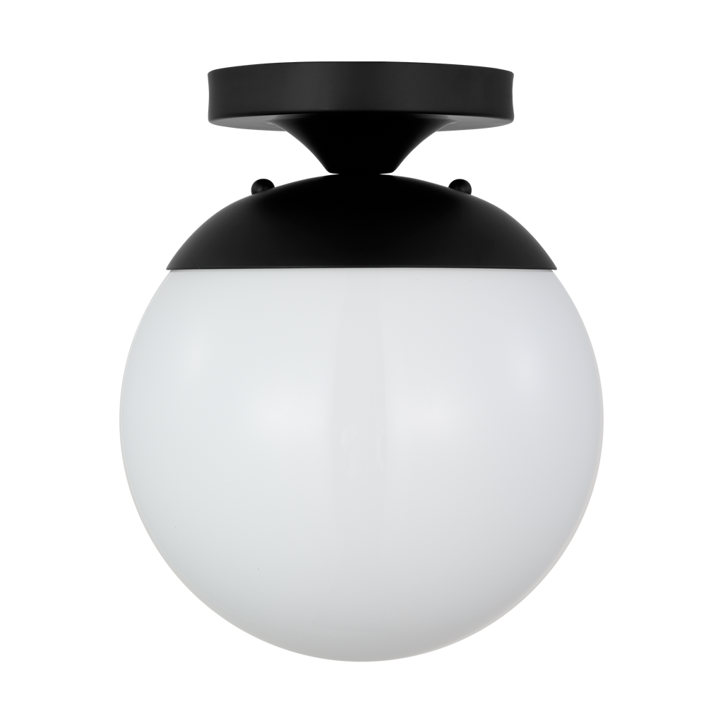 Leo Hanging Globe Flush Mount | Midnight Black | Smooth White Glass Bulb(s) Not Included