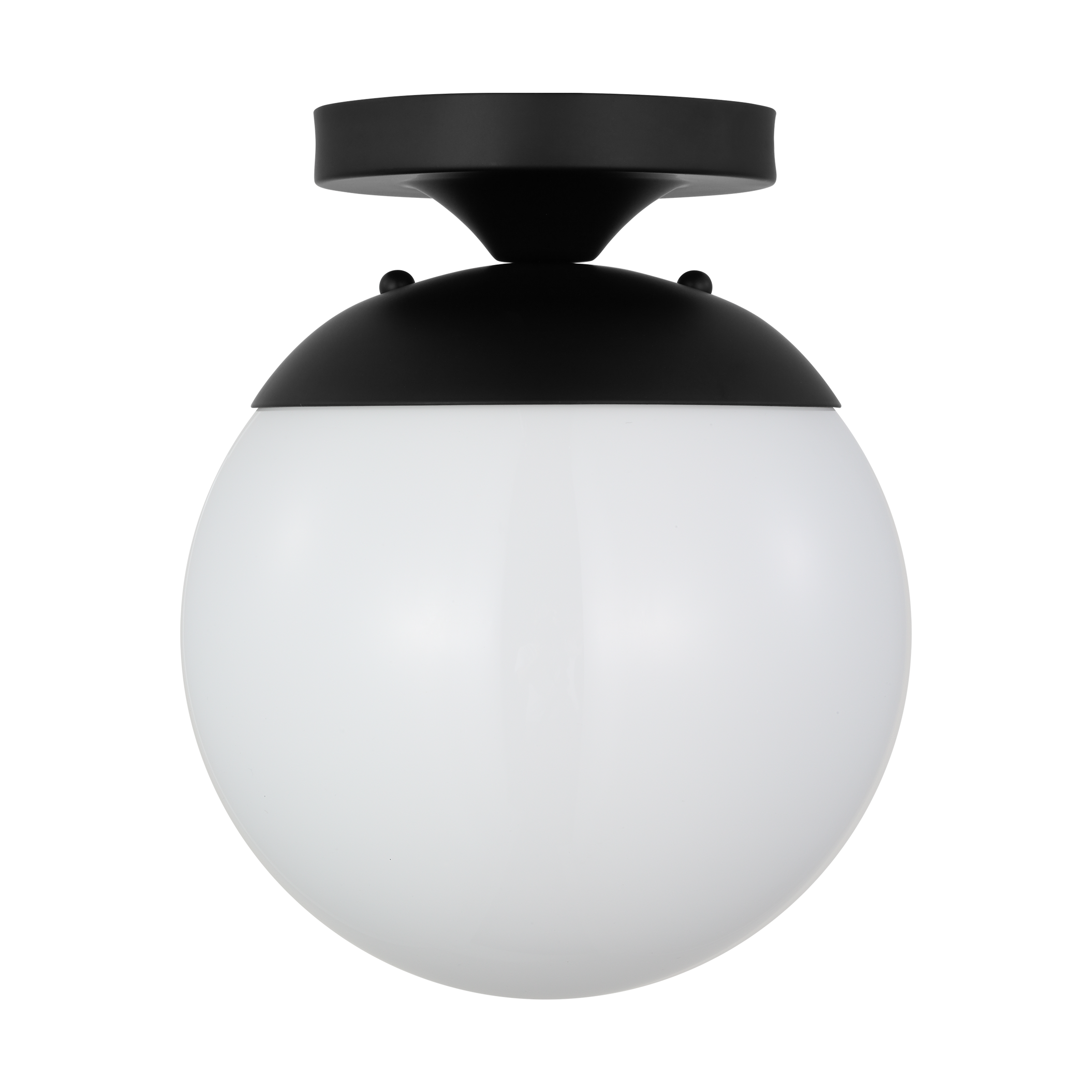 Leo Hanging Globe Flush Mount | Midnight Black | Smooth White Glass Bulb(s) Not Included