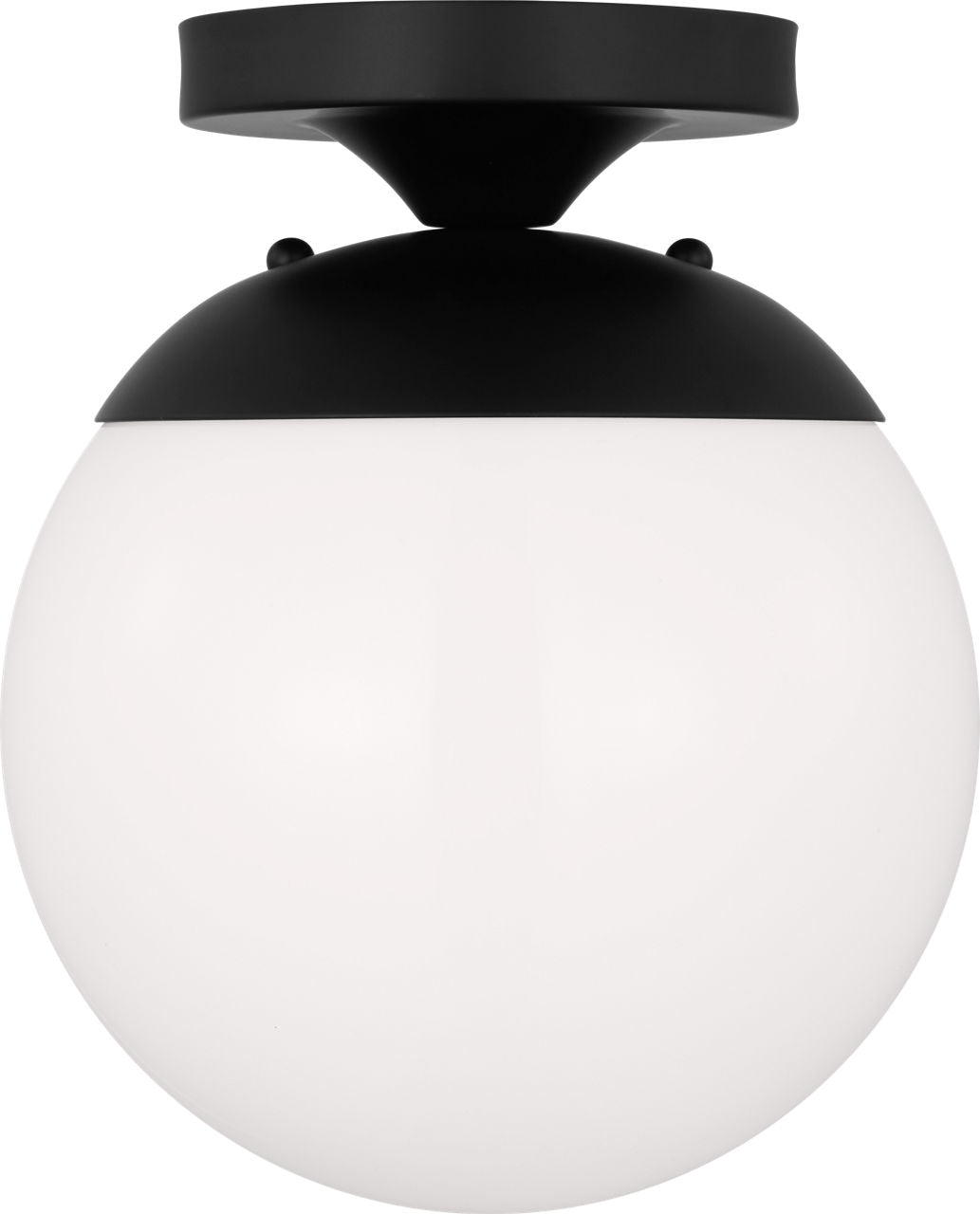 Leo Hanging Globe Flush Mount | Midnight Black | Smooth White Glass Bulb(s) Included