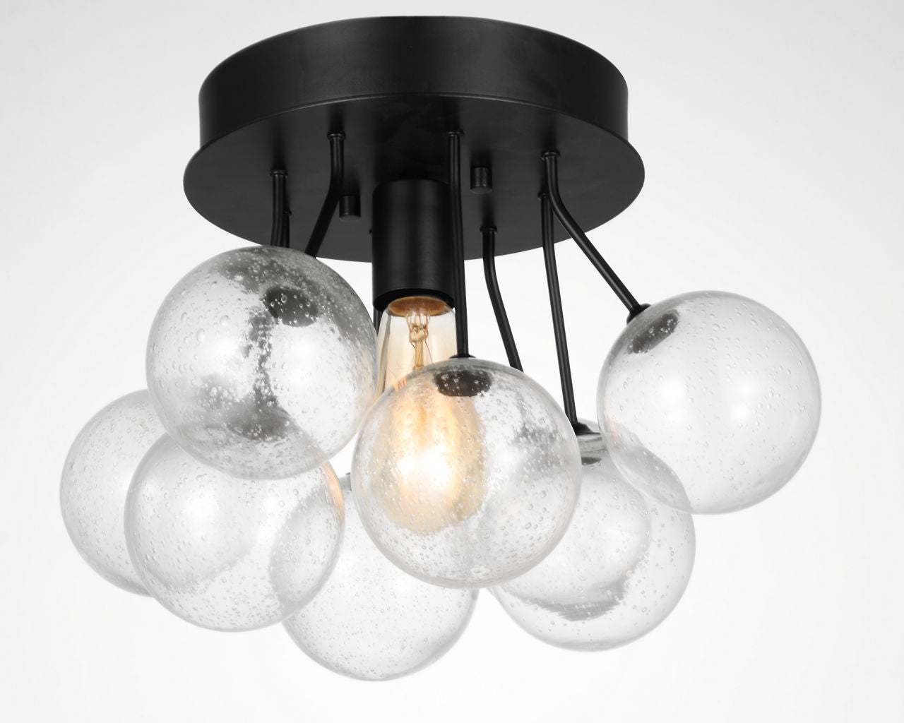 Bronzeville One Light Semi-Flush Mount | Midnight Black