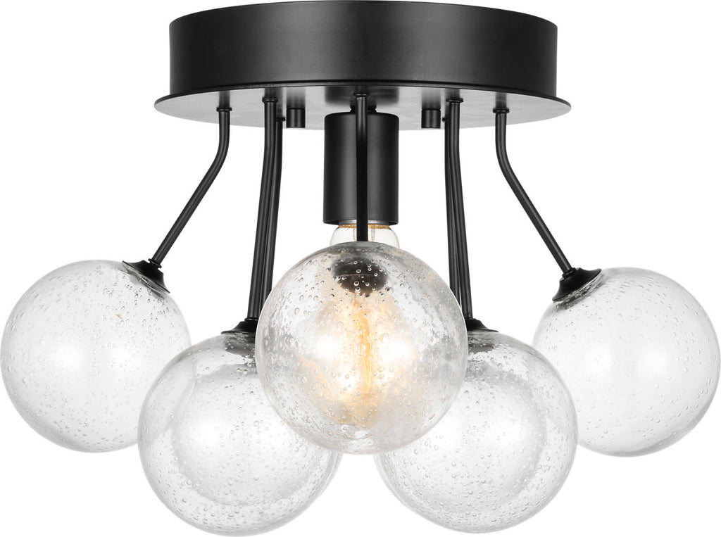 Bronzeville One Light Semi-Flush Mount | Midnight Black