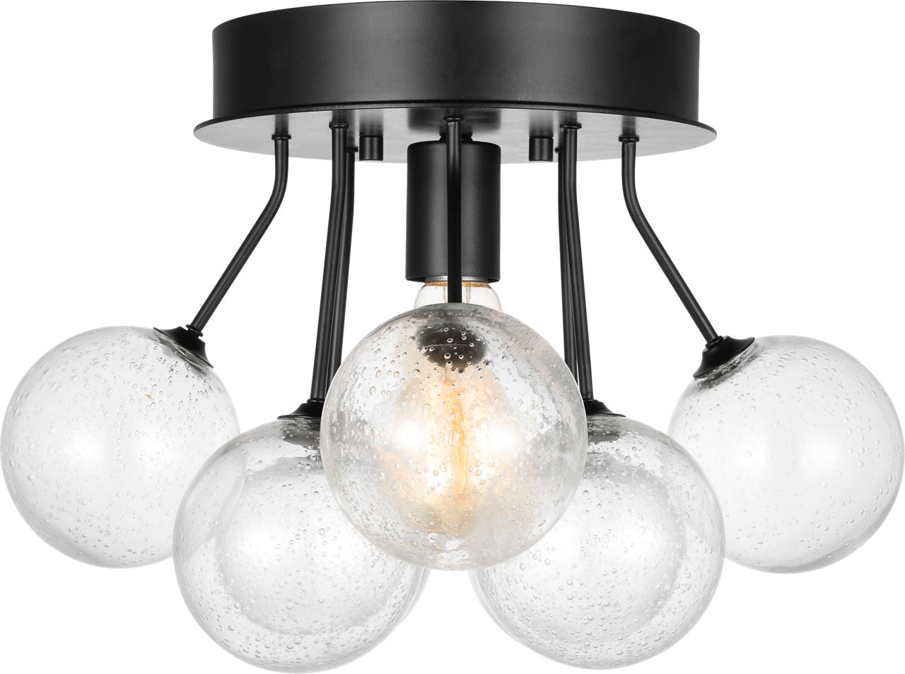Bronzeville One Light Semi-Flush Mount | Midnight Black