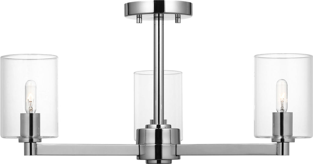 Fullton Semi Flush Mount | Chrome | Clear Glass Bulb(s) Not Included