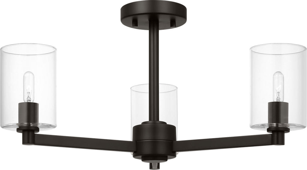 Fullton Semi Flush Mount | Midnight Black | Clear Glass Bulb(s) Not Included