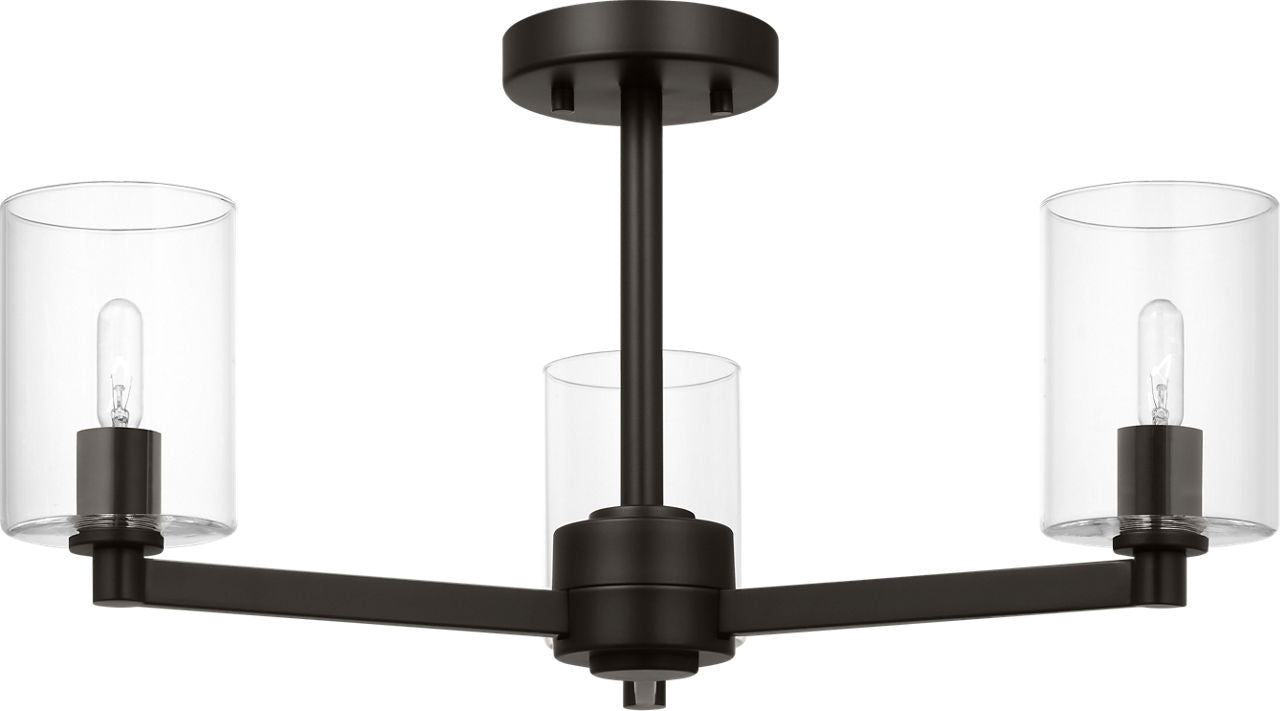 Fullton Semi Flush Mount | Midnight Black | Clear Glass Bulb(s) Not Included