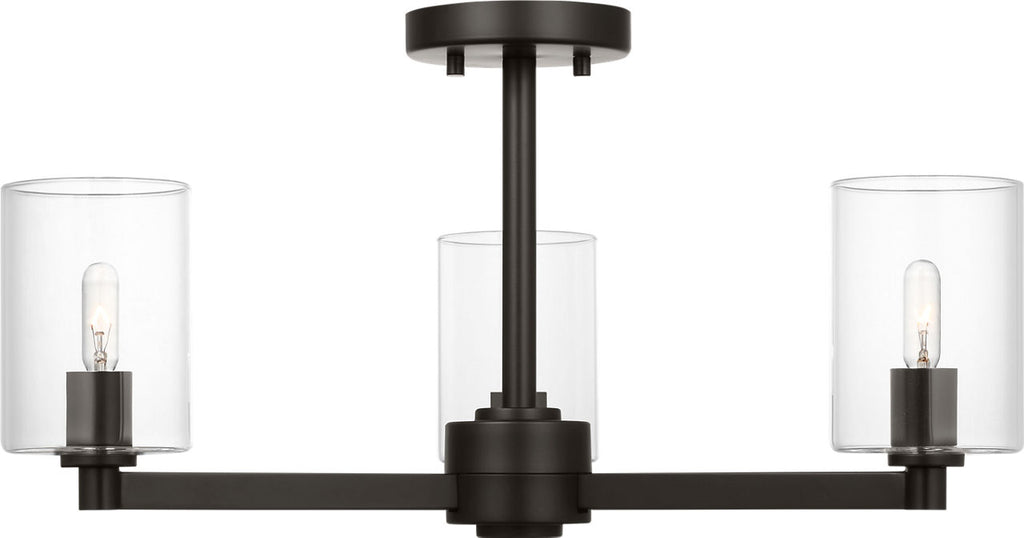 Fullton Semi Flush Mount | Midnight Black | Clear Glass Bulb(s) Not Included