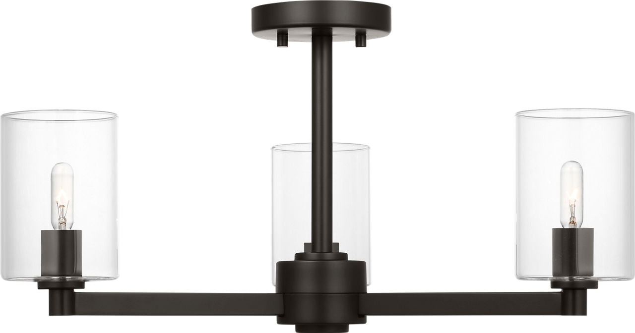 Fullton Semi Flush Mount | Midnight Black | Clear Glass Bulb(s) Not Included