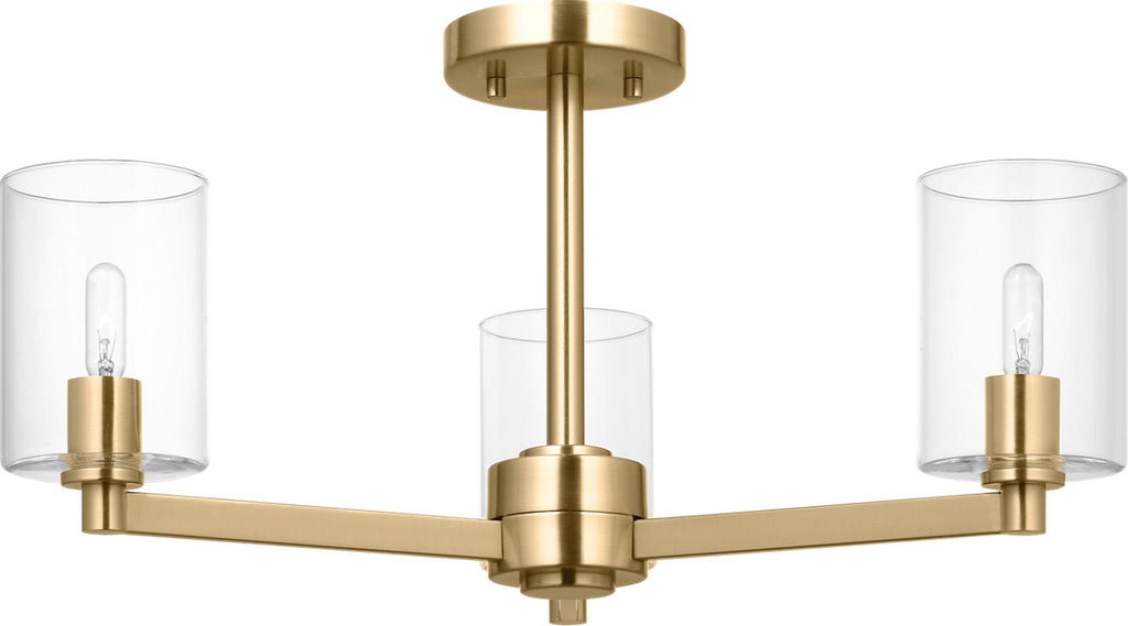 Fullton Semi Flush Mount | Satin Brass | Clear Glass Bulb(s) Not Included