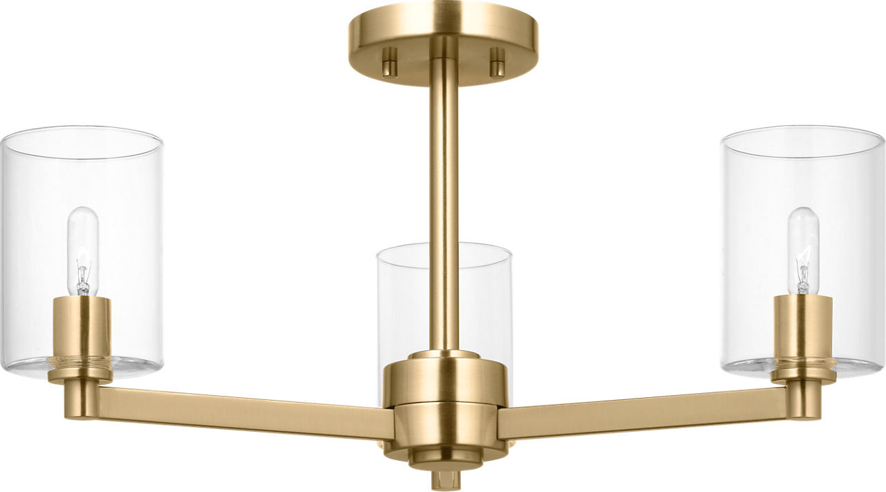 Fullton Semi Flush Mount | Satin Brass | Clear Glass Bulb(s) Not Included