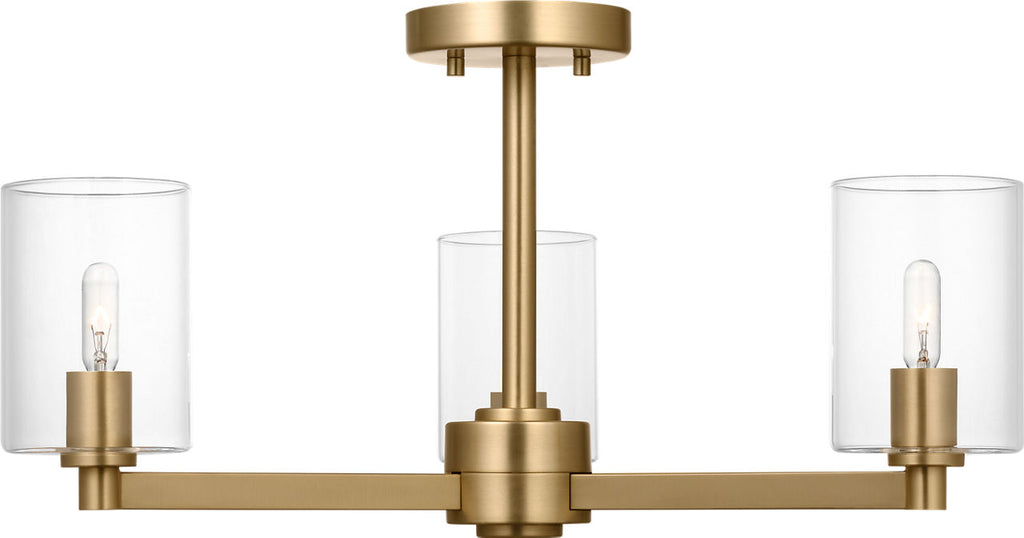 Fullton Semi Flush Mount | Satin Brass | Clear Glass Bulb(s) Not Included
