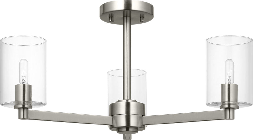 Fullton Semi Flush Mount | Brushed Nickel | Clear Glass Bulb(s) Not Included