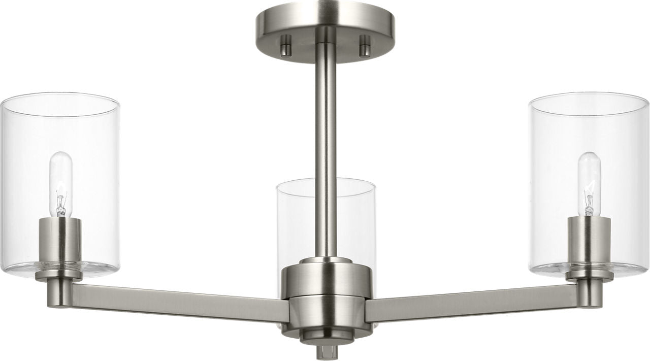 Fullton Semi Flush Mount | Brushed Nickel | Clear Glass Bulb(s) Not Included