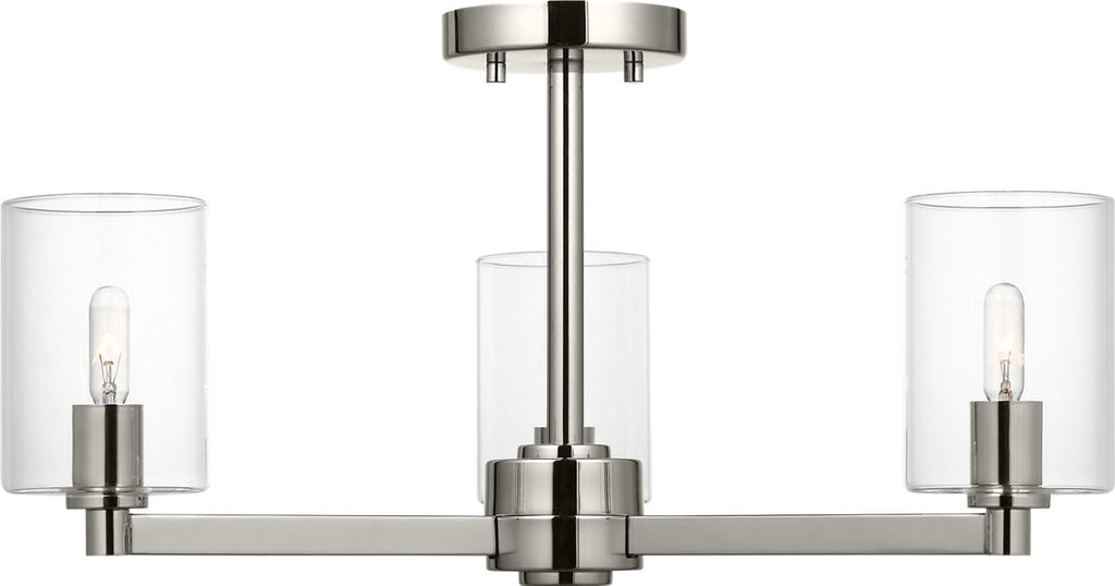 Fullton Semi Flush Mount | Brushed Nickel | Clear Glass Bulb(s) Not Included