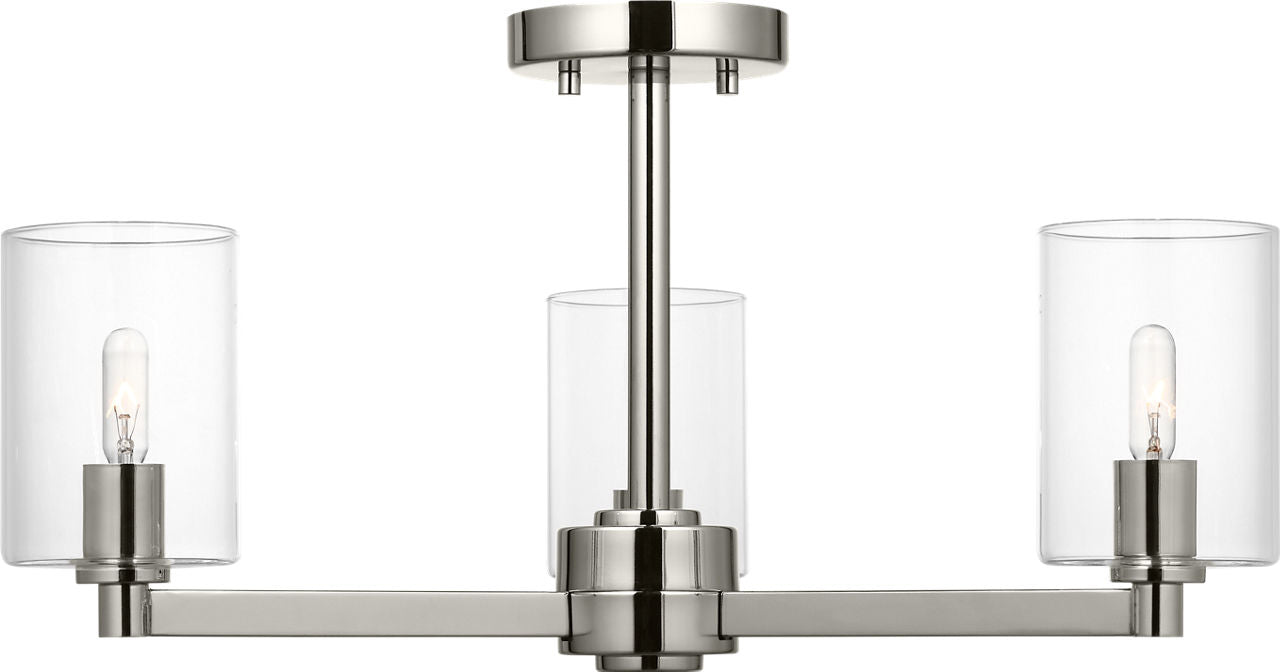 Fullton Semi Flush Mount | Brushed Nickel | Clear Glass Bulb(s) Not Included