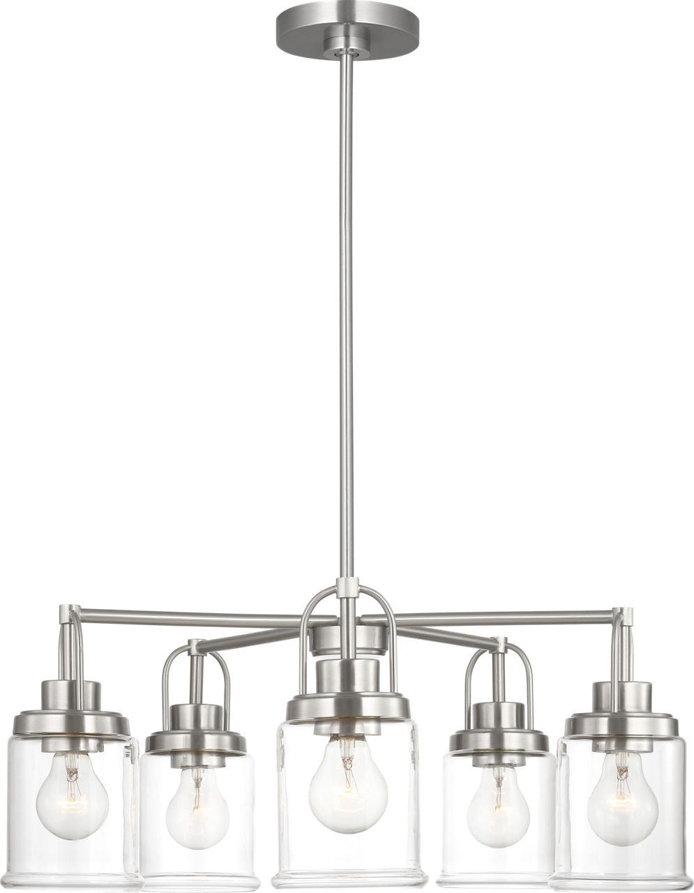 Anders Five Light Chandelier | Brushed Nickel Bulb(s) Not Included