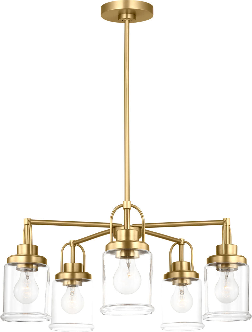 Anders Five Light Chandelier | Satin Brass Bulb(s) Not Included